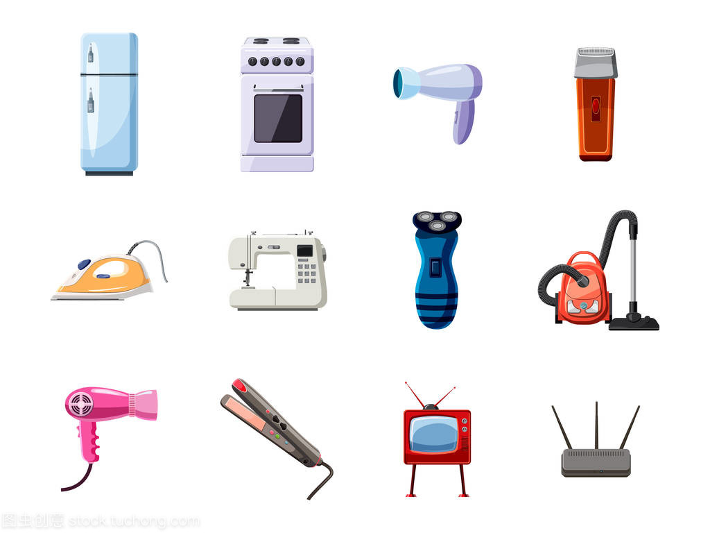 卡通風(fēng)格家電圖標(biāo)集 讓家庭生活更添趣味
